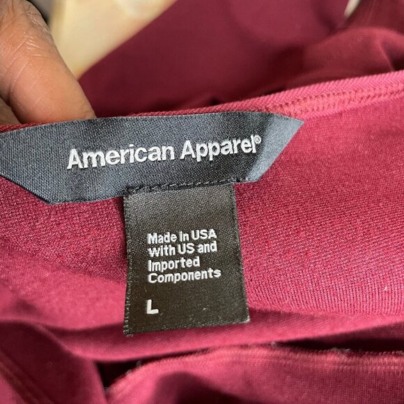 American Apparel Women's Burgundy Ponte Margot Long Sleeve Wrap Dress Size Large - Picture 6 of 9